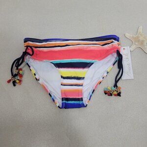 Anne Cole Sexy Bottom Piece Swimwear Scrunch Side Tassel Size XS Multicolor